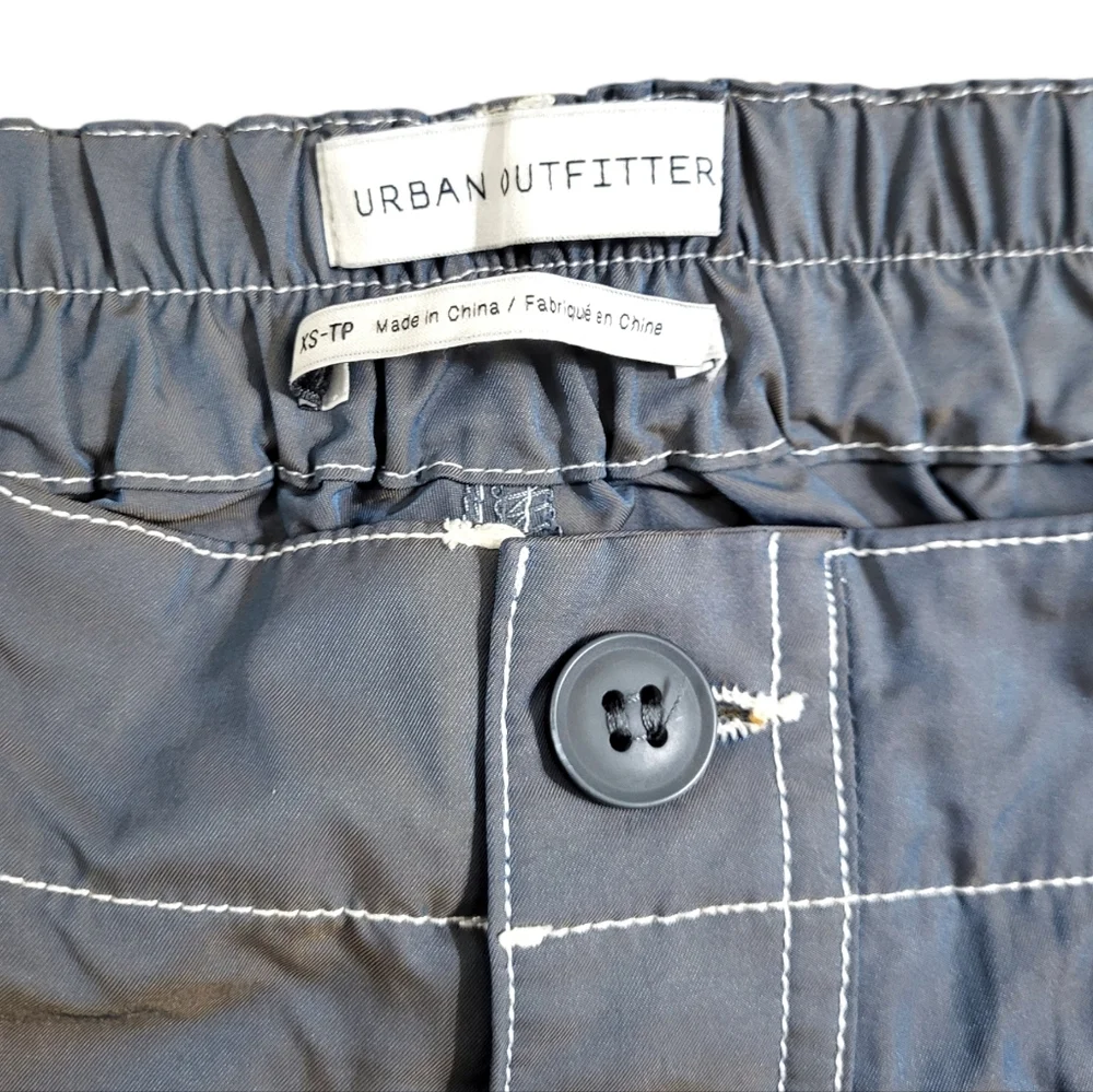 URBAN OUTFITTERS Grey Blue Shiny Wide Leg Cargo Pants XS